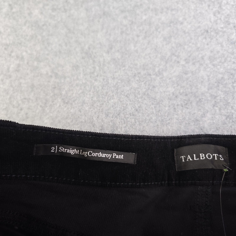 Talbots Straight Leg Corduroy Pants Women's 2 Black High Waist Slim NWT - Picture 6 of 12